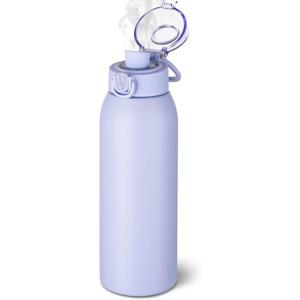 Insulated Water Bottle 24 oz with Dustproof Lid, Carry Handle & Tea Infuser, BPA-Free & Leakproof, Stainless Steel Water Bottles Ideal for Fitness, Hiking, Office & Outdoor Use (Light Purple)