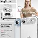 Matekxy for iPhone 17 Air Camera Lens Protector Glitter - Cute Girly Metal Bling Camera Cover for Women, 9H Anti-Scratch Tempered Glass with Aluminum Edging, Sky Blue