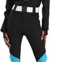 GSOU SNOW Ski Suit Women Snowsuit Slim One Piece Jumpsuit Snow Jackets Waterproof Winter Windproof Outdoor Sports Warm (Large, Black 1)