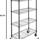 Amazon Basics 5-Shelf Heavy Duty Garage Shelving Storage Rack with 4" Wheel Casters, Adjustable Metal Wire Organizer, 300 lbs Per Shelf, 30" x 14" x 64.75", Black