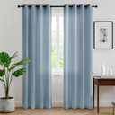 RYB HOME Sliding Glass Door Curtains 96 inches Long, Semi Sheer Thick Light Filtering Grommet Drapes for Bright Airy Privacy Space Living Room Dining Room, Stone Blue, 2 Panels