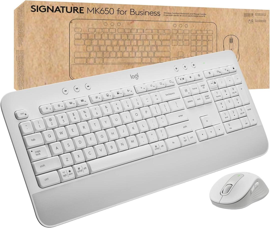Logitech Signature MK650 Combo for Business, Wireless Mouse and Keyboard, Logi Bolt, Bluetooth, SmartWheel, Globally Certified, Windows/Mac/Chrome/Linux - Off-White