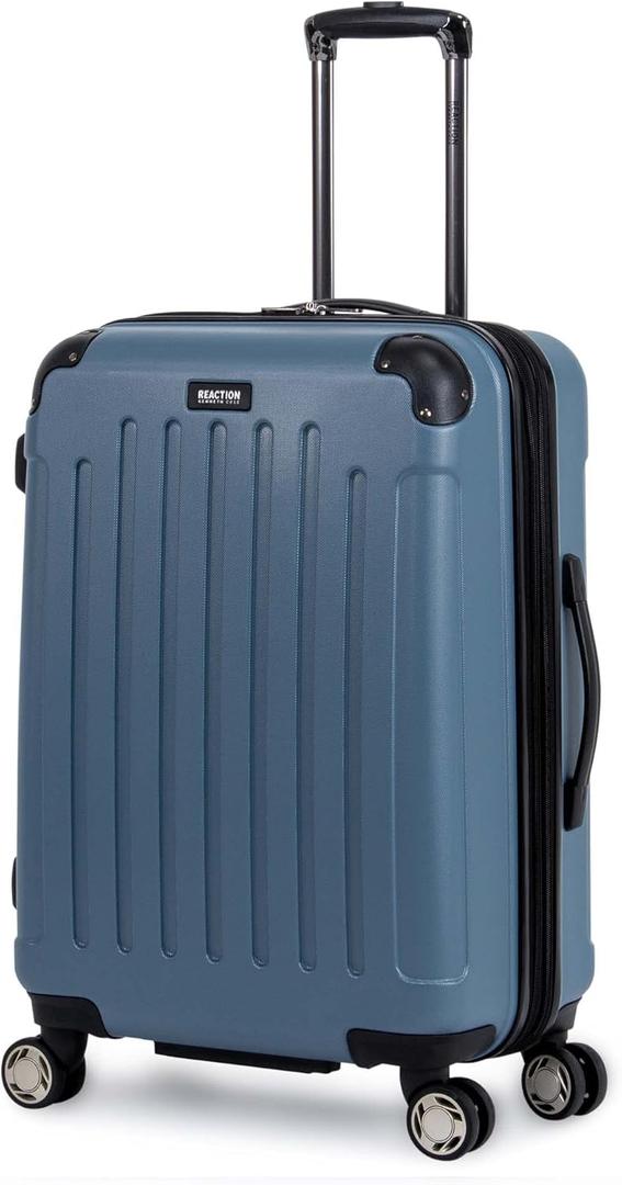 Kenneth Cole REACTION Renegade Luggage Expandable 8-Wheel Spinner Lightweight Hardside Suitcase, Granite Blue, 24-Inch Checked