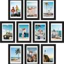 decorUhome 4x6 Picture Frame Set of 10, Display Photos 3.5x5 with Mat or 4x6 Unmatted for Picture Frames Collage Wall Decor, Black