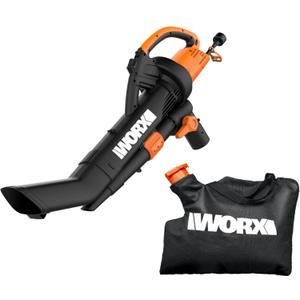 WORX 12 Amp Trivac 3-in-1 Electric Leaf Blower/Mulcher/Vacuum WG509 Metal Impeller for Fine Mulching