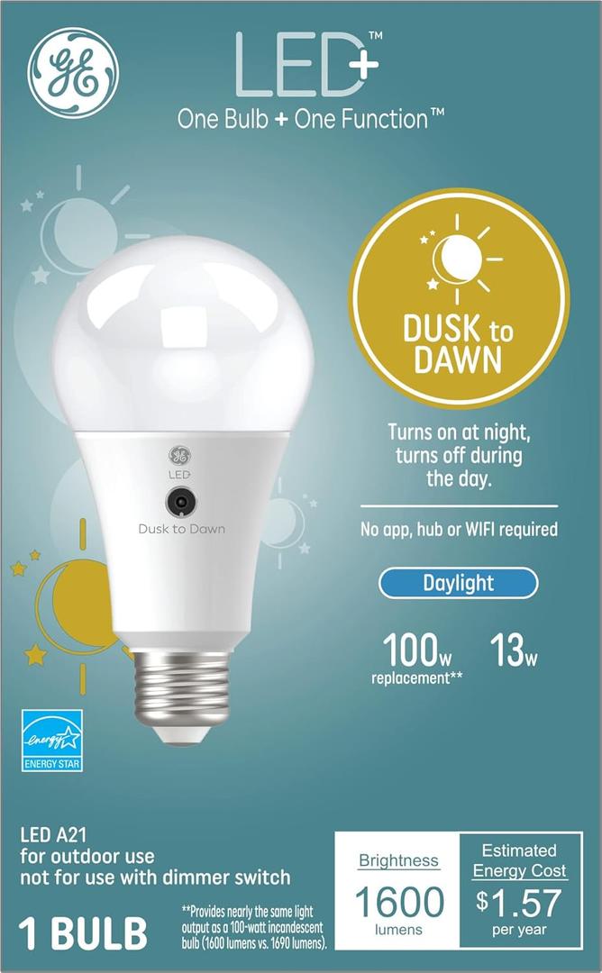 GE LED+ Dusk to Dawn Daylight A21 (1-Pack)