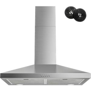 FIREGAS Range Hood 30 Inch, Stainless Steel Wall Mount Kitchen Hood 450 CFM with 3 Speed Exhaust Fan, Ducted/Ductless Convertible, Stove Vent Hood for Kitchen with Aluminium Mesh and Charcoal Filters (Silver)