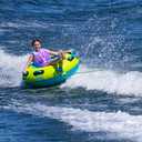 O'Brien LeTube Deluxe Towable Tube 1 Person Donut-Style Inflatable for Boating & Lake Watersports 56" Durable Full Nylon Cover, Lightning Valve & Quick-Connect Tow Hook