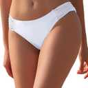 SHEKINI Women's Bikini Bottom Low Waisted Sexy Swimsuit Ruched Sides Hipster Swim Bottom, XS