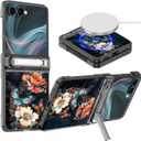 Hekodonk for Galaxy Z Flip 7 Case,[Compatible with MagSafe][Glow in The Dark][Front Screen Protector][Stand][Hinge Protection],Slim Fit for Women Girls for Samsung Galaxy Z Flip 7,Black/Gold