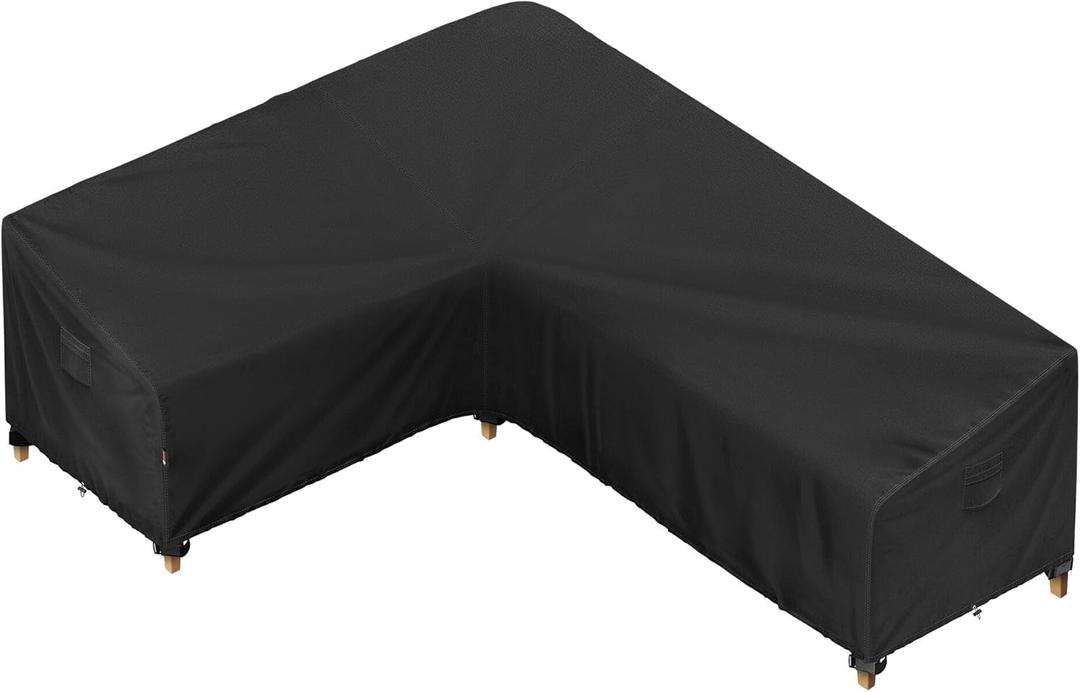 iBirdie Outdoor Sectional Cover fit 90 x 120 inch, 89 x 118, L-Shaped Patio Furniture Sofa, Waterproof Weatherproof Heavy Duty 600D Garden Cover for Outside L shape Couch, Black