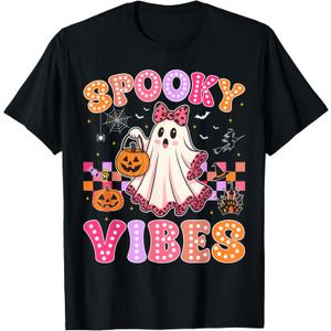 Groovy Spooky Vibes Ghost Halloween Girls Toddler Kids Women T-Shirt, S