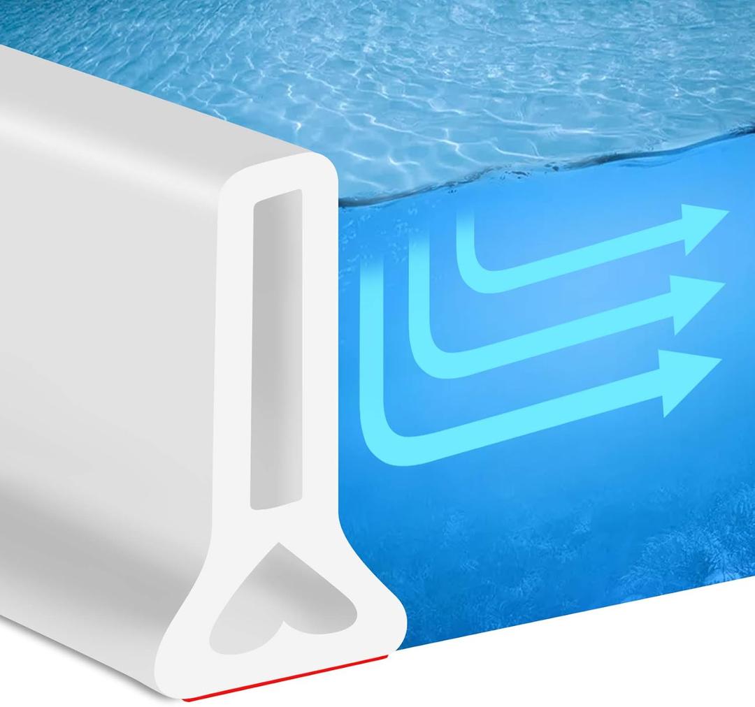 New Collapsible 67 Inch Shower Threshold Water Dam Collapsible Bath Shower Barrier Water Stopper Retention System Dry and Wet Separation for Bathroom Kitchen and More (5.6ft) (White-2" High)