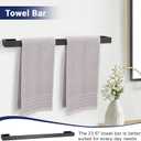 Matte Black Bathroom Hardware Set, 4-Piece Bath Towel Bar Set SUS304 Stainless Steel Towel Rack Set for Bathroom, 23.6 inches Bathroom Towel Holder Set Wall Mounted