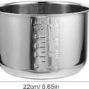 Baluue Stainless Steel Rice Cooker Inner Pot, 4L, Widely Compatible, Easy Clean, Suitable for Home Use, Silver, Household Rice Cooker Inner Pot, 8.66x8.66x5.19 Inches