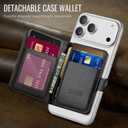 for Magsafe Wallet, Magnetic Phone Wallet with RFID Blocking 6-Card Holder for Men Women Minimalist Slim PU Leather Kickstand for iPhone 17 Air 16 15 14 13 12 Pro Max Plus, Elegant Black