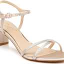 Jewel Badgley Mischka Omari Block Heel (7.5, Champagne/Clear)