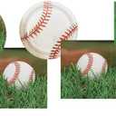 Baseball Party Supplies for 16 Guests: Dinner Plates, Dessert Plates, Cups, Luncheon Napkins, Beverage Napkins, tablecover