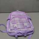 Cute Backpack for Girls, Large Capacity Kids Bookbag for Elementary Middle School Students Waterproof Kawaii Preppy Aesthetic Plaid Backpack Age 4-16 with Cute Accessories (Purple)