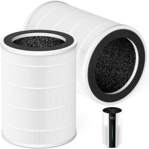 HAP606 Replacement Filter for XenonLab & FreAire, 2-Pack HAP609 Filter Replacement Compatible with ECOSELF HAP609, XenonLab & FreAire HAP606 Purifiers, 3-Stage HEPA & Activated Carbon Filtration