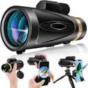 Monocular Telescope 80x100 HD Monoculars for Adults with Tripod & Phone Adapter, Monoculars for Bird Watching Stargazing Camping Hiking Hunting Wildlife Travel-Black