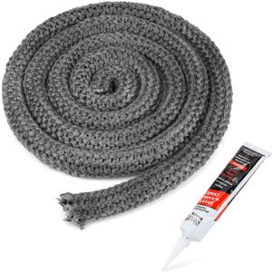 Stanbroil Wood Stove Gasket, 1" x 84" Graphite Impregnated Fiberglass Rope Seal and High-Temperature Cement Gasket Kit Replacement for Wood Stoves Door