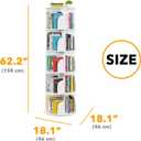 SpaceAid 5 Tier Rotating Bookshelf Tower, Spinning Bookcase Lazy Susan, Revolving 360 Book Shelf Storage Round Carousel, Vertical Rotate Turning Spiral Corner Organizer, White, 5 Tier, 62.2" H