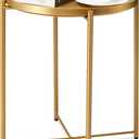 danpinera Gold Side Table, End Table for Small Spaces Outdoor Desk Round Metal Patio Coffee Nightstand Waterproof Removable Tray Desk for Living Room Bedroom Balcony Office