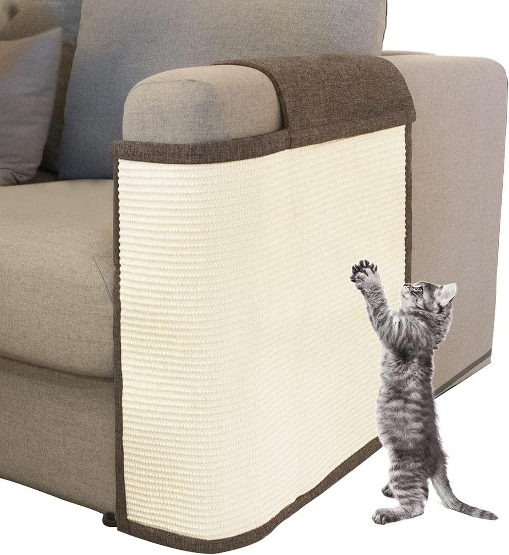 Cat Scratch Furniture Protector with Natural Sisal for Protecting Couch Sofa Chair Furniture,Couch Protector from Cat Claws 23.6L''*19.7W'' (Brown, Left Handed)