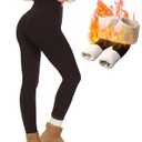 NexiEpoch Fleece Lined Leggings Women - Thermal Thick Winter Warm High Waisted Tummy Control Soft Pants for Snow Cold (Medium, Brown)