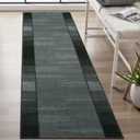 Uphome Modern Black Kitchen Runner Rug, 2x6 Washable Checkered Hallway Rugs Non Slip, Stain Resistant Ombre Geometric Entryway Runner Rugs Low Pile, Soft Carpet Runners for Hallways Bedroom Laundry