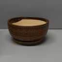 G EPGardening Bonsai Pots- 8 Inch Ceramic Succulent Planter with Drainage and Plant Saucer, Shallow Round Planter Bowl for Indoor Plants Flower, Boho Room Decor, Birthday Gifts, Brown