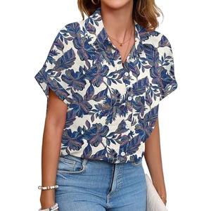 Poplab Womens Button Down Shirt Casual Short Sleeve Collared Work Blouse with Pocket Size L