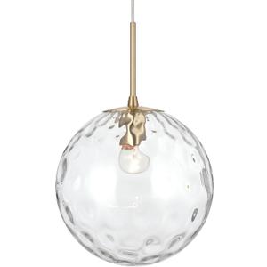 ALICE HOUSE 10-inch Gold Kitchen Island Pendant Light, Hammered Glass, Modern Farmhouse Pendant Lighting, Brushed Brass Hanging Light Fixture for Bathoom, Entryway and Hallway AL4202-P1