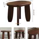 Walnut Finish Solid Wood Stool 9.8'' High Non-Slip Outdoor Garden Plant Stool Clover Oval Pedestal for Living Room Balcony Kitchen