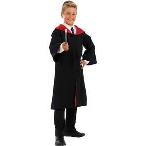 fun shack Kids Wizard Robe Cloak, Black Wizard Costume for Halloween, Kids Robe Outfit for Dress Up and Parties (X-Large)