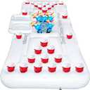 Hourleey 6 FT Inflatable Pong Game Table for Pool Lounge, Floating Party Barge for Outdoor for Adults Soft Pool Party Toys