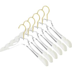 Besser Luxury Acrylic Hangers 15in, 6 Pack Gold Acrylic Hangers with Wide Shoulders for Coat Suit, Premium Crystal Non-Slip Hangers with Gold Hook, Acrylic Suit Hangers