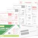 1099 NEC Forms 2025,1099 NEC Forms 2025 with Envelopes, Vendor Kit of 25 Laser Forms, 1099 NEC Tax Forms, 4 Part Tax Forms Kit,25 Self Seal Envelopes with 3 1096 Included