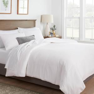 Mayfair Linen Queen/Full Duvet Cover, 600 Thread Count Sateen 3Pc Egyptian Cotton Duvet Cover Set, 100% Pure Cotton Comforter Cover, 2 Pillow Shams, Zipper Closure, 7 Corner Ties - (White)