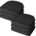 MineCozy Chair Cushions for Dining Chairs 6 Pack Indoor Seat Cushions with Ties and Washable Cover Non Slip Seat Pad for Kitchen Dining Room 16"X16"X2",Black
