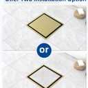 4 Inch Gold Shower Drain, Modern 2-in-1 Tiled Shower Drain - 304 Stainless Steel Square Shower Floor Drain for Bathroom, Brushed Gold Drain Shower with Tile Insert Grate Removable, Hair Strainer