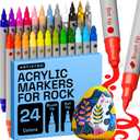 ARTISTRO 24 Rock Acrylic Paint Markers - Rock Painting Kit for Arts & Crafts - Dual Tip Acrylic Paint Pens