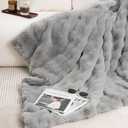 July Soft Bubble Fleece Throw Blanket for Couch, Faux Fur Blanket for Bed, Reversible Cozy Plush Blanket for Sofa, All Seasons Cozy Gifts, Machine Washable, 50" x 60", Dark Gray, SCDG5060