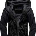 SWISSWELL Men Zip Up Hoodies Sherpa Lined Jacket Heavyweight Fleece Sweatshirt Winter Warm Hooded Coat (XX-Large, All Black)