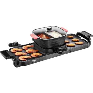 VEVOR Hot Pot with Grill, 2300W 2-in-1 Electric Smokeless Grill and Hot Pot, Removable Shabu-shabu Hotpot with Non-stick Pan, Separate Dual Temperature Control, Indoor Korean BBQ for 1-6 People