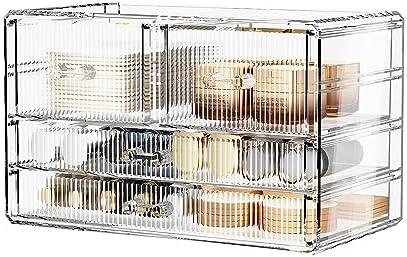 ZHIAI Stackable Storage Drawers, Acrylic Bathroom Counter Organizer Clear Makeup Organizers for Vanity, Kitchen Cabinets, Bathroom, Undersink, Home Organization and Storage (4 Drawers, Pattern D)