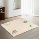 50"x50" Premium Baby Play Mat, Thick Memory Foam with Wipe-Clean Leather Cover, Non-Slip & Machine Washable Floor Mat for Tummy Time, Crawling and Family Bonding Time, Cream