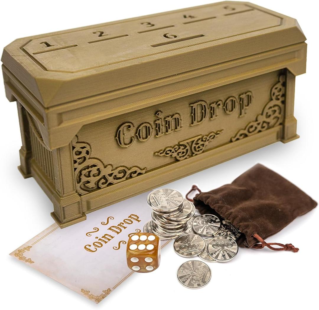 Penny Game with 30 Metal Coins,1 Dice,Coin Drop Game,A Fun Classic Board Game.