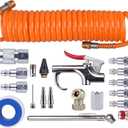 WYNNsky 1/4 Inch NPT Air Accessory Kit - 20 Piece, Air Compressor Hose Tool Kit with Coil PU Hose/Blow Gun/Tire Gauge/Storage Case